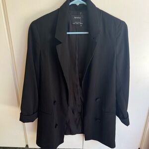 Bershka Black Blazer Relaxed Fit Suit Jacket